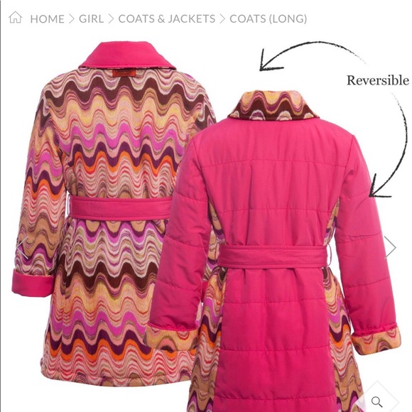 MISSONI Kids Pink and Swirl Knit Reversible Coat, Sz 8 - Picture 3 of 8